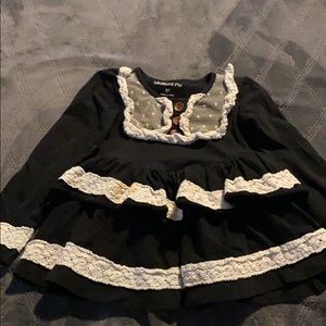 MUSTARD PIE girls black and lace top